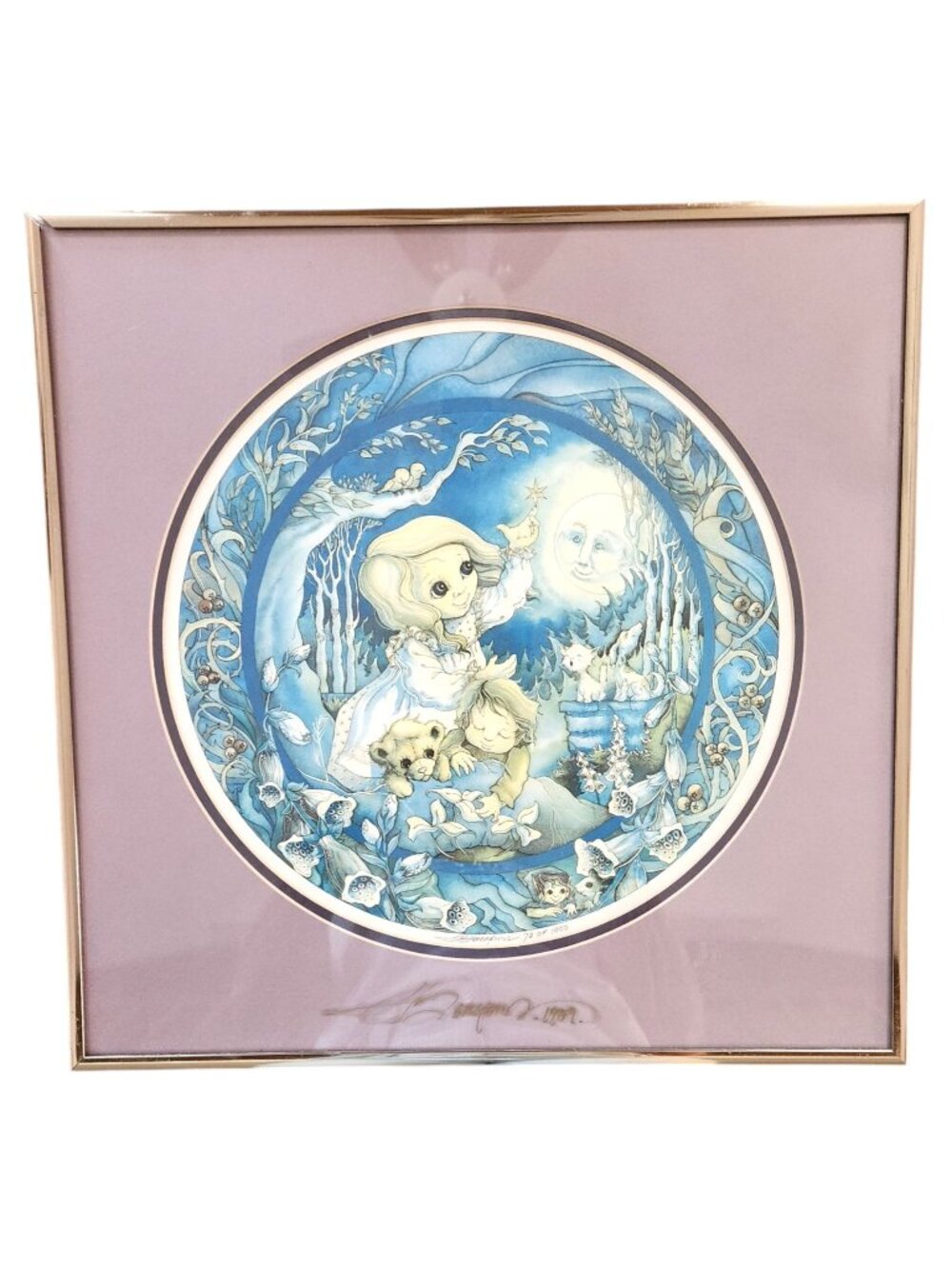 Jody Bergsma "The Moon" Rare 1980s Signed Framed Print Ltd Ed #72 of 1000